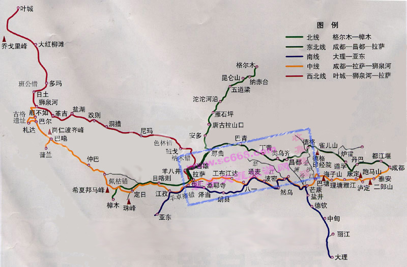 甘孜州、西藏自驾车地图