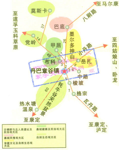 丹巴县旅游景区分布图2