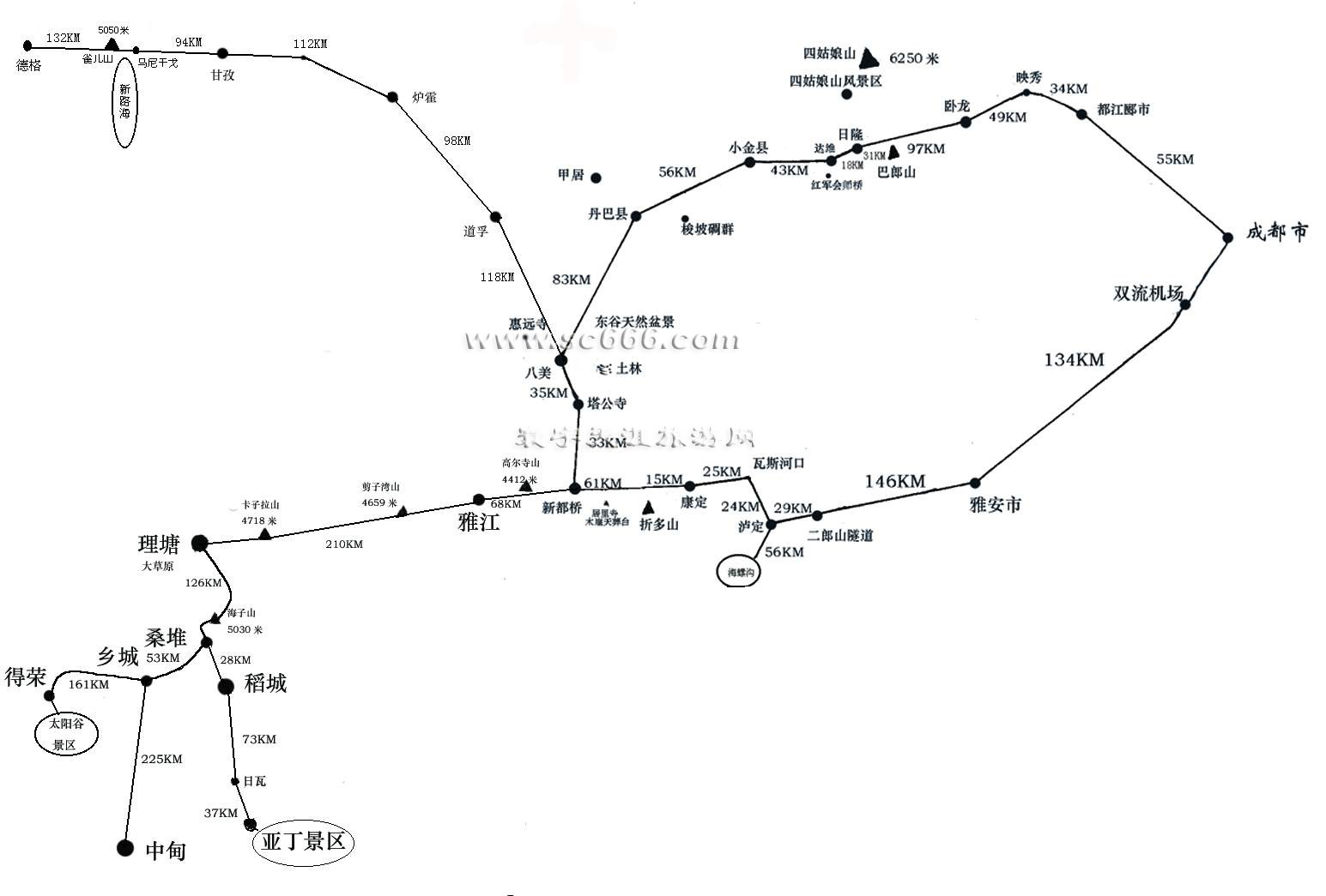 成都-稻城亚丁旅游线路图3