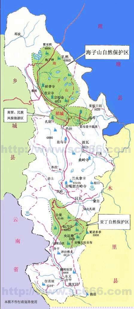 稻城县景区分布图3