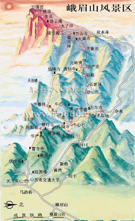 峨眉山旅游线路图2