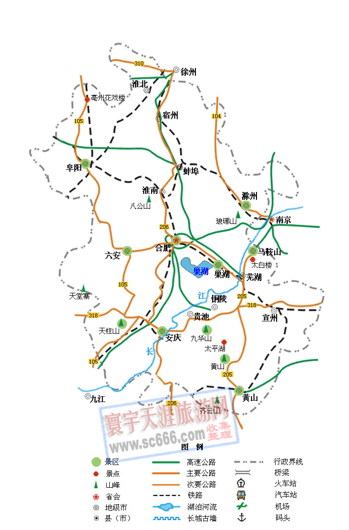 安徽省旅游地图
