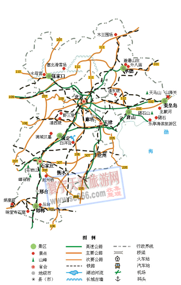 河北省旅游地图