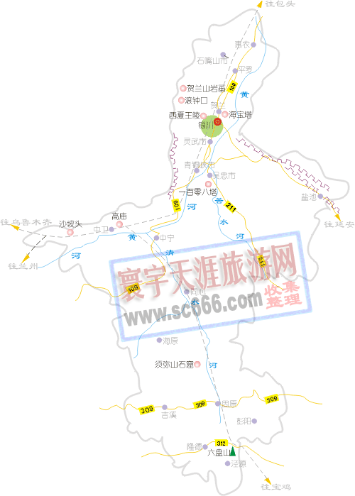 宁夏回族自治区旅游地图1