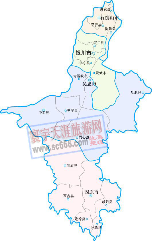 宁夏回族自治区政区地图