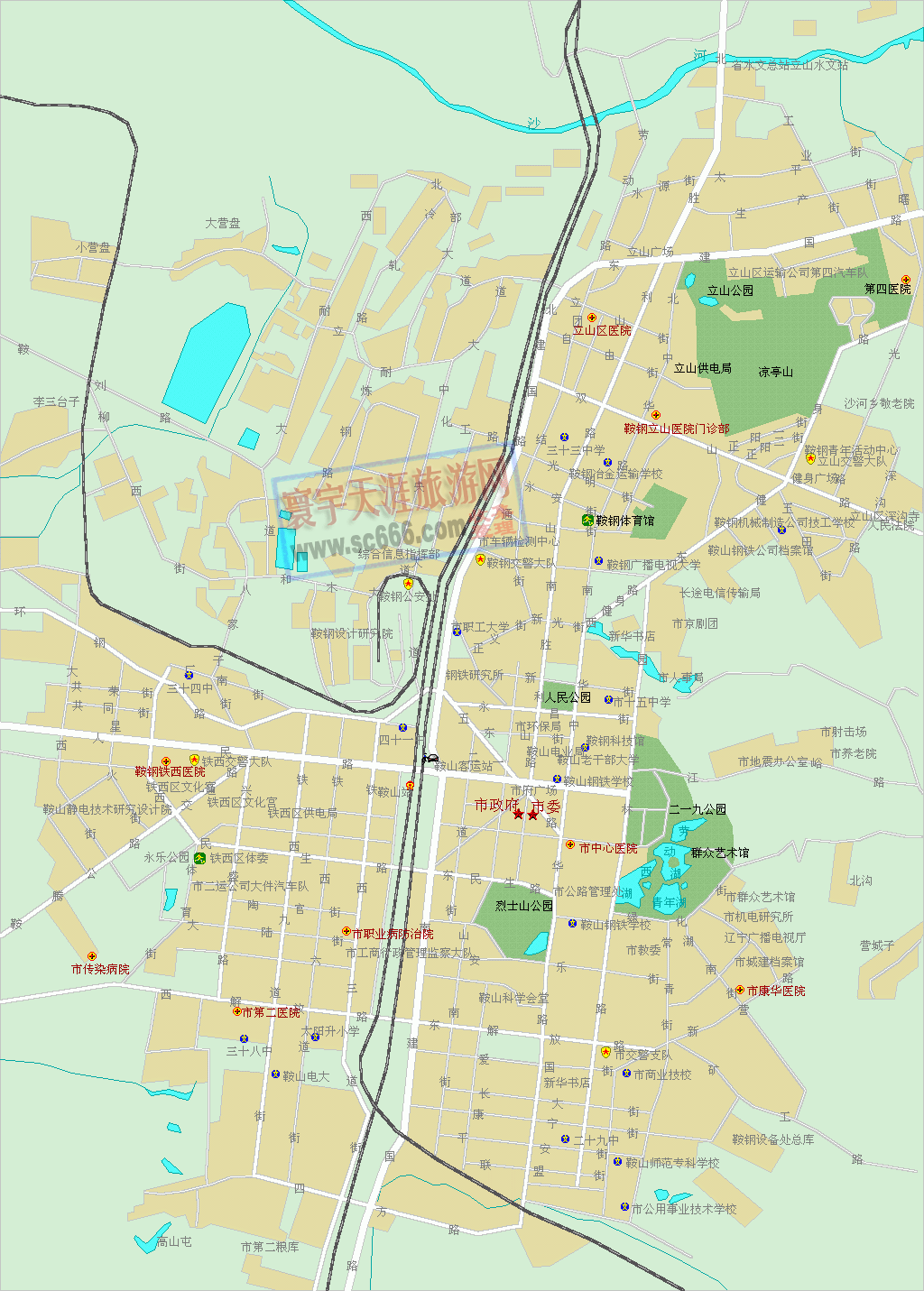 鞍山市城区地图