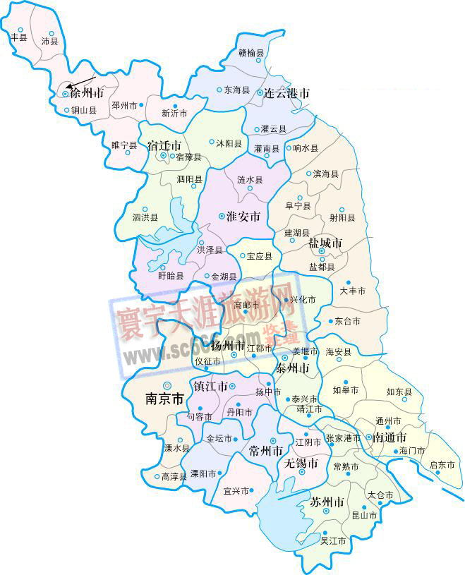 江苏省行政区地图
