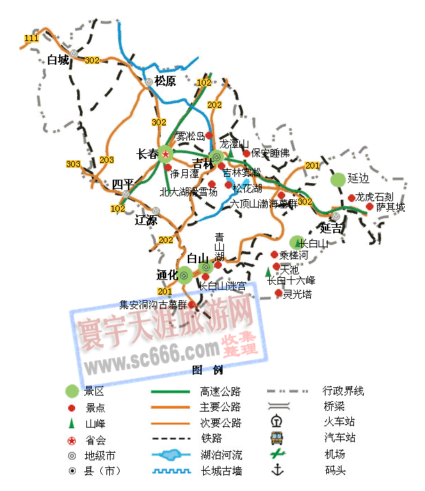 吉林省旅游地图