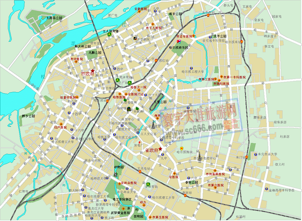 哈尔滨市城区地图1