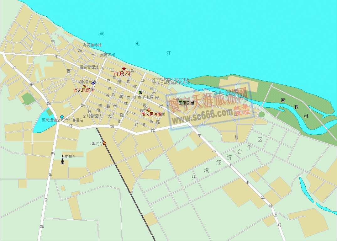 黑河市城区地图