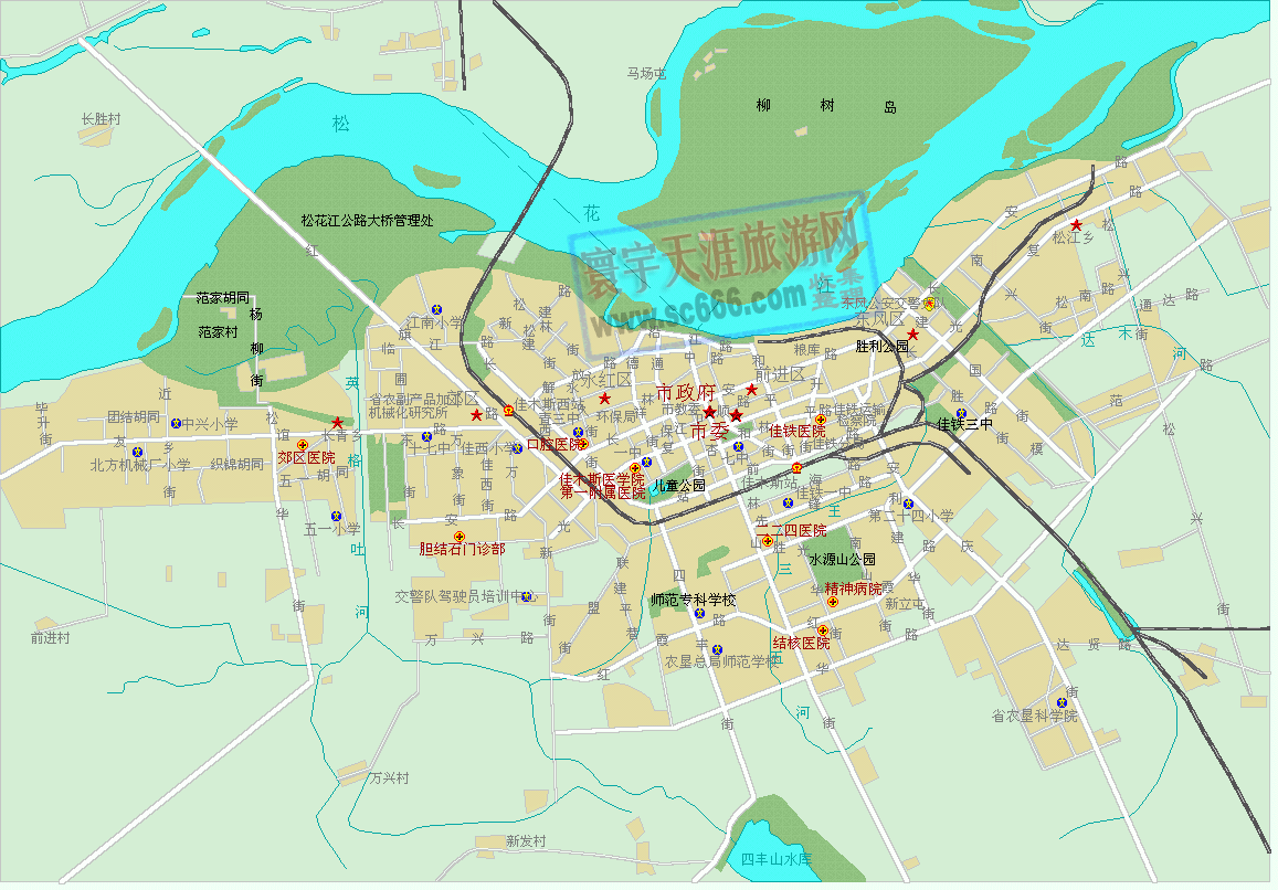 佳木斯市城区地图
