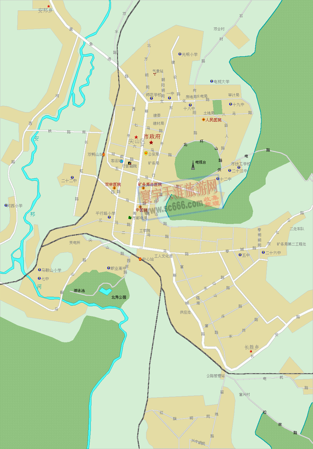 双鸭山市城区地图
