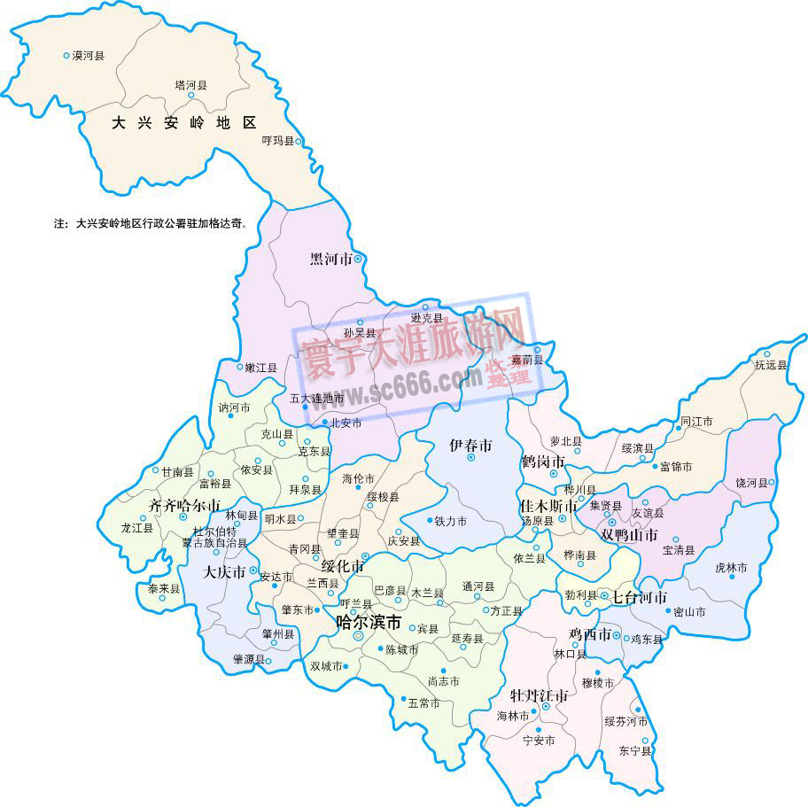 黑龙江省行政地图
