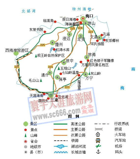 海南省旅游地图