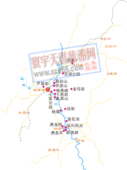 桂林著名景点分布图