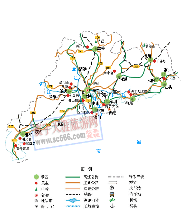 广东省旅游地图