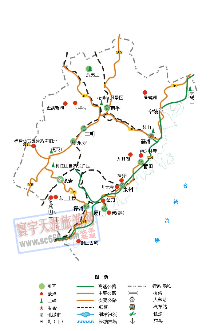 福建省旅游地图