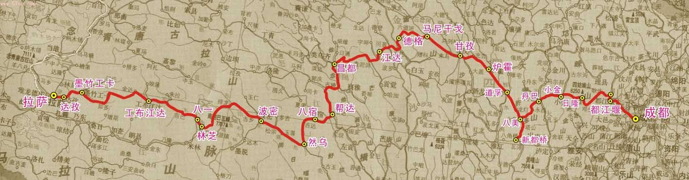 川藏北线公路地图