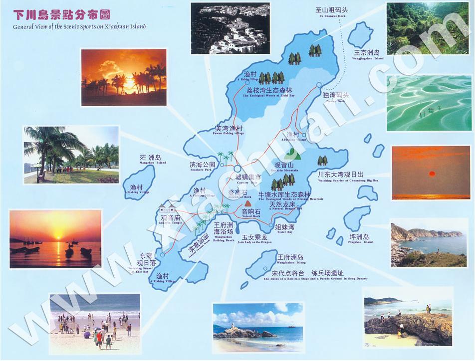 下川岛旅游景点分布图